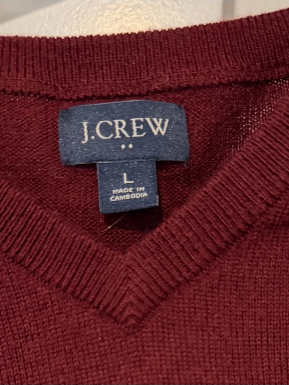 J Crew Merino Blend Men’s V-Neck Sweater - Burgundy